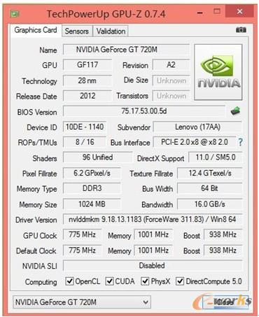 D8 NVIDIA GeForce GT 720M@yԇϢ